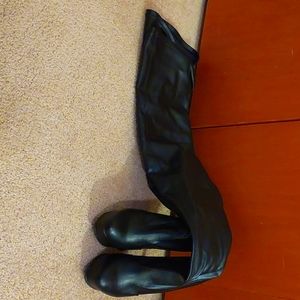 Black Thigh High Faux Leather Boots Size 9